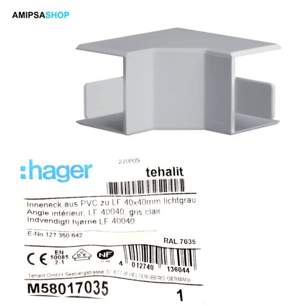 Inneneck aus PVC zu LF 40x40mm lichtgrau  M58017035
