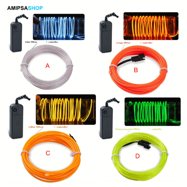 LED Neon Streifen 5 Meter mit 3 Modi Batteriebetrieben