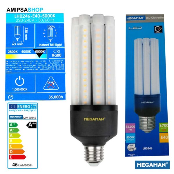 MEGAMAN LED Clusterlite 46W 5000K 6700lm E40 MM60845