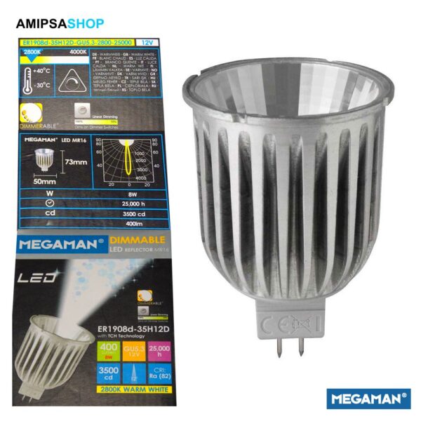 MEGAMAN LED Reflektor MR16 8W 400 Lu 12V dimmbar