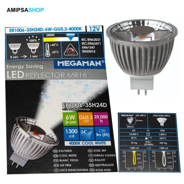 Megaman LED 6W 4000K 24° GU5.3 MM27214
