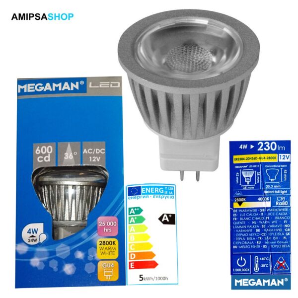 Megaman LED GU4 4W 230lm 2800K 12V MM27252