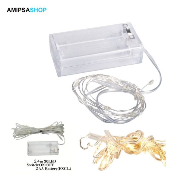 Mini LED Lichterkette m. Draht 240cm 30 Lichter Batteriebetrieb