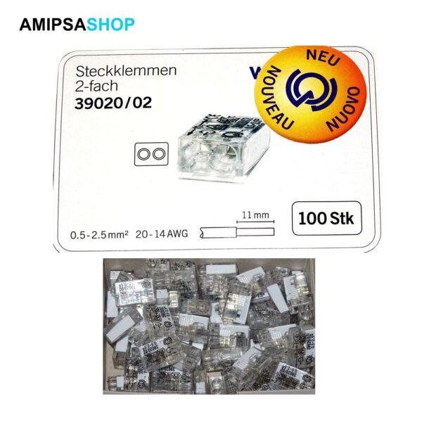 Steckklemme woertz 2×0.5…2.5mm² 450V 24A transparentweiss