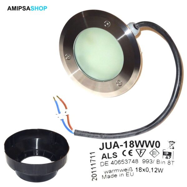 Wandeinbauleuchte Ring aus Edelstahl 130 mm 18x 0.12W LED