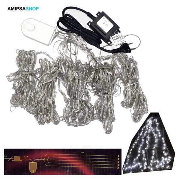 Wasserfall 480 LEDs weiss mit Regler