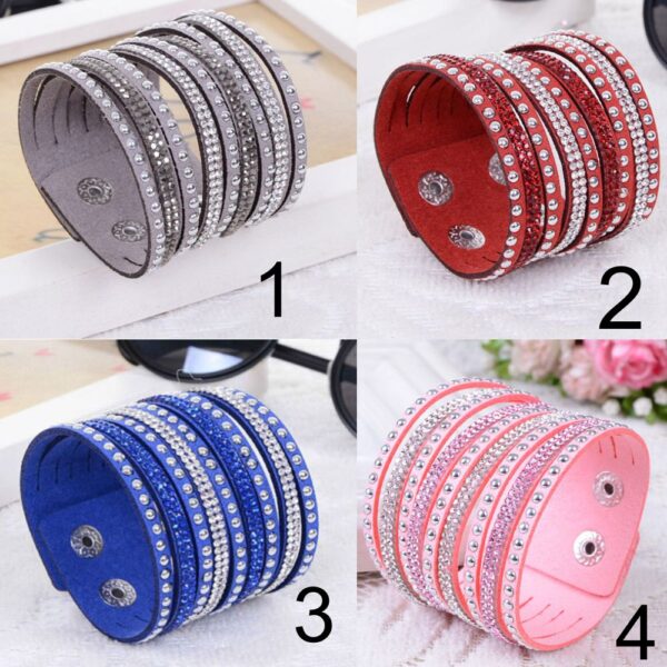 Lederarmband mit Strasssteinen – Bild 2