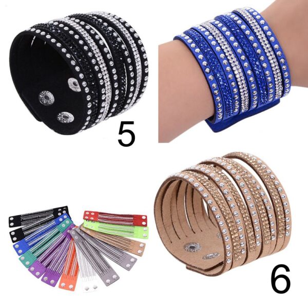 Lederarmband mit Strasssteinen – Bild 3