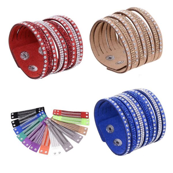 Lederarmband mit Strasssteinen