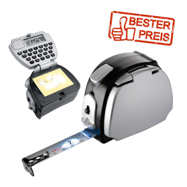 Massband 5m mit Licht Rechner und Schreibblock