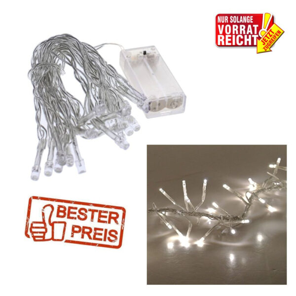 Lichterkette 20 LED Kaltweiss