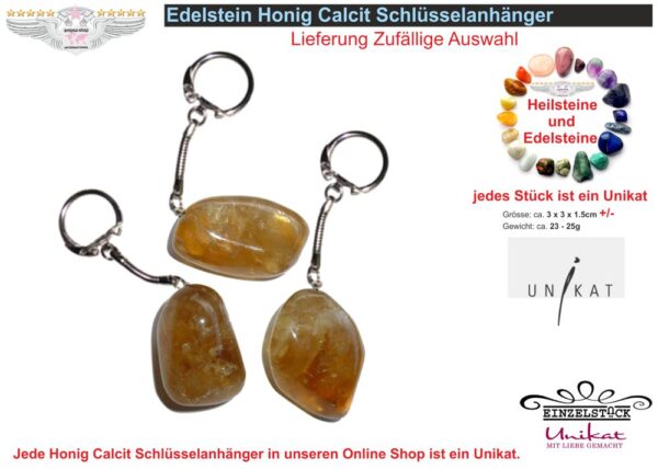 Honig Calcit Schlüsselanhänger – Bild 2