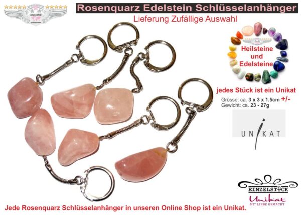 Rosenquarz Schlüsselanhänger – Bild 2