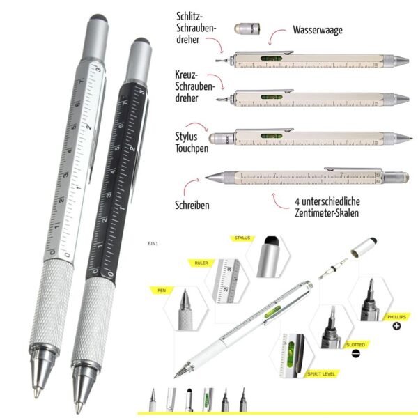 Kugelschreiber 6 in 1 Silber