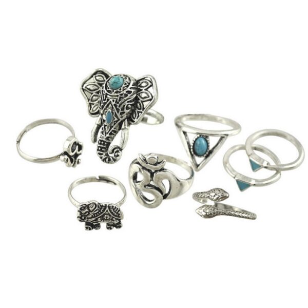 Ring Set Farbe Silber 8stk
