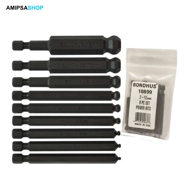 Bondhus 10899 Power Bits 9 Set 2-12mm