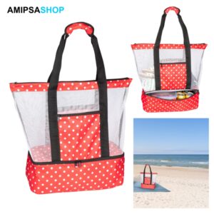 Strandtasche mit Kühlbox 2 in 1 Rot Schwarz