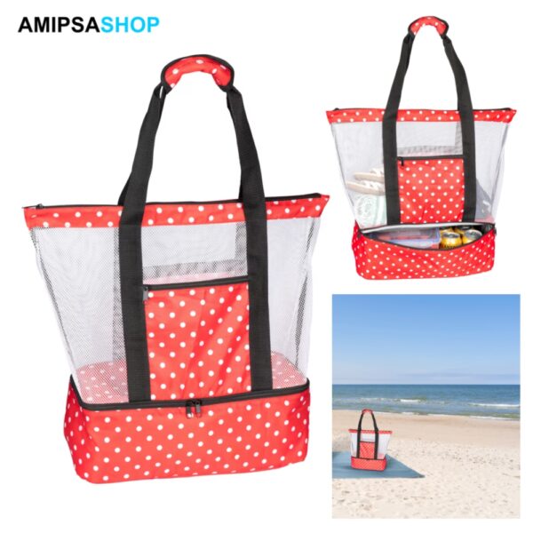 Strandtasche mit Kühlbox 2 in 1 Rot Schwarz